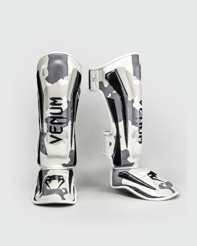 Venum Elite Shin Guards - White/Grey Marl