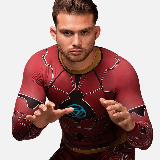 Rashguard Marvel Dlouhé rukávy Iron Man – Červený