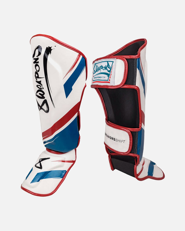 8 WEAPONS Shin guards Shift – White/Navy/Red