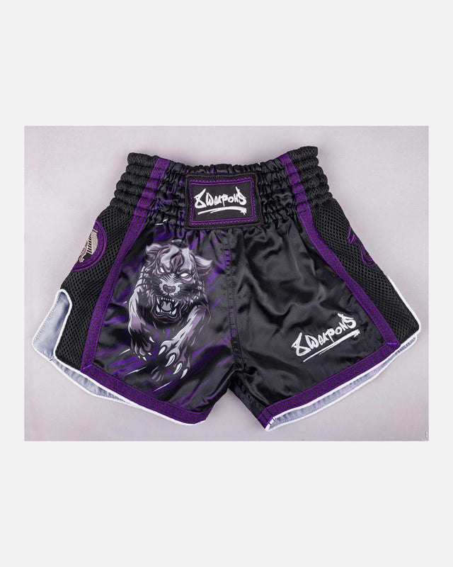 8 WEAPONS Muay Thai Shorts Beastial Panther - Zwart/Paars