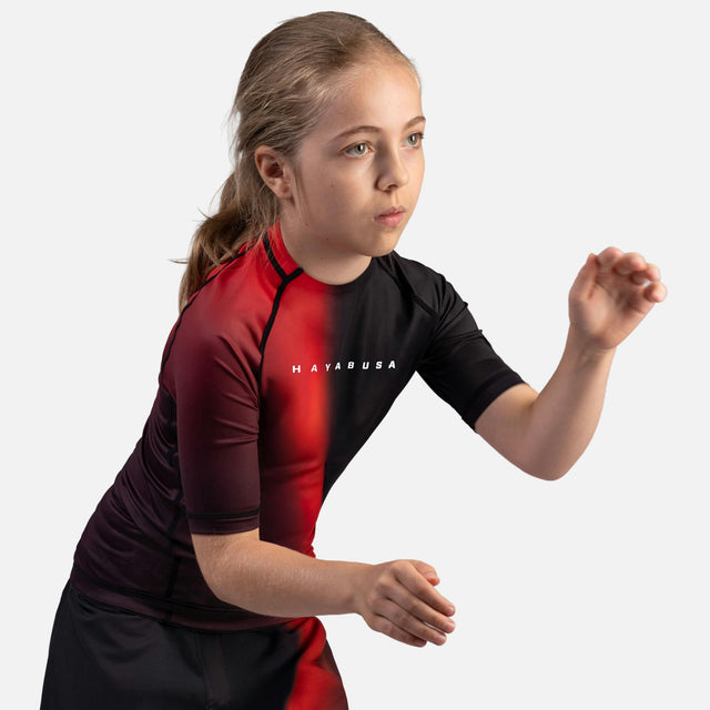 Rashguard Hayabusa Apex Nova Mâneci Scurte Copii – Roșu