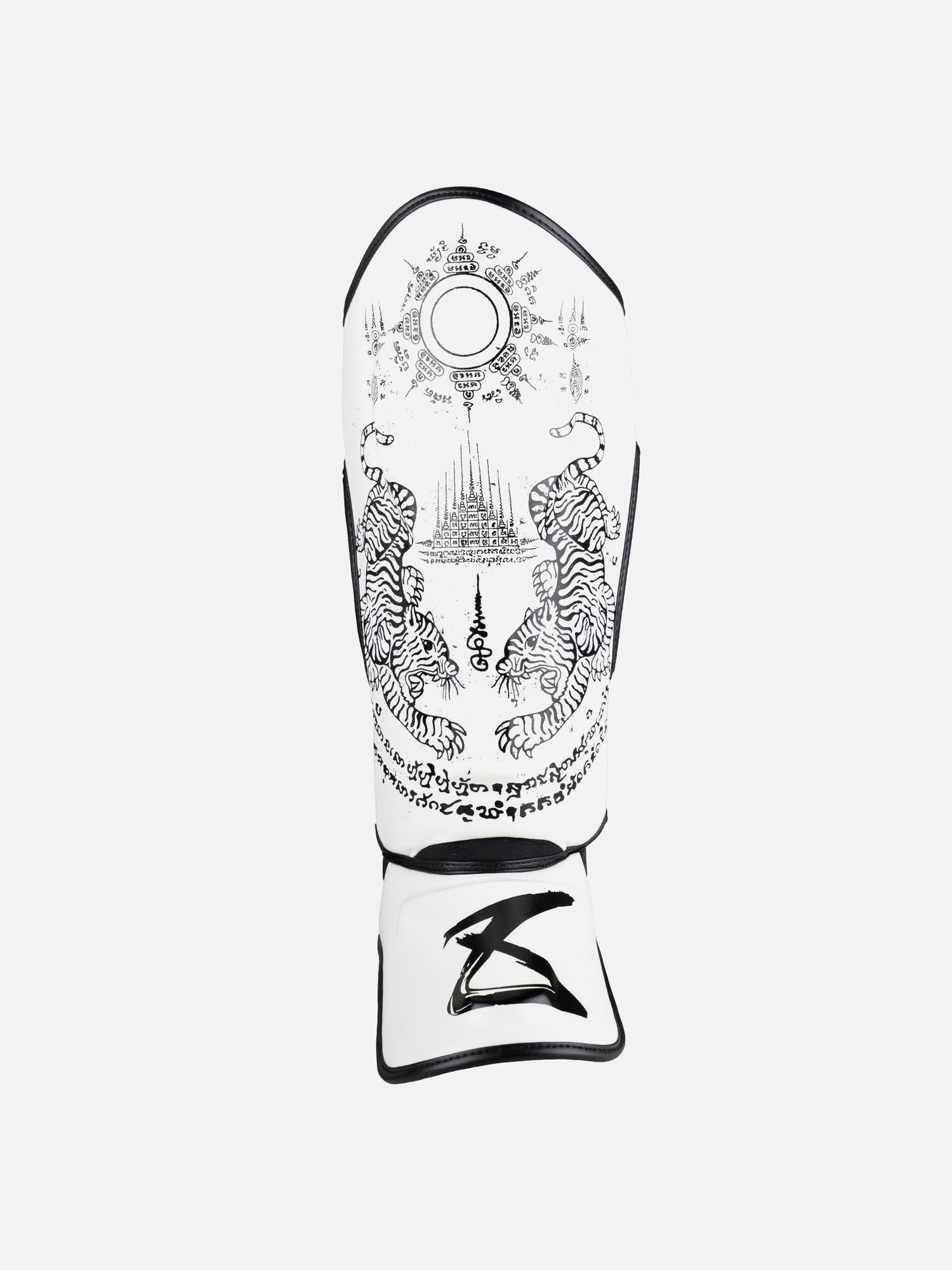 8 WEAPONS Shin guards Sak Yant Tigers – White/Black