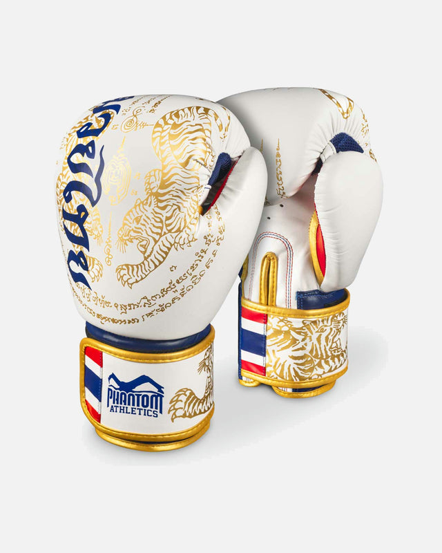 Boxerské rukavice Phantom Athletics Muay Thai – Bílé/Zlaté