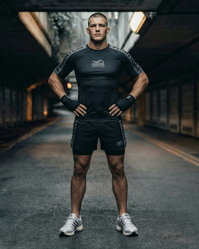 Phantom Athletics Rashguard EVO Apex Korte Mouwen - Zwart/Grijs