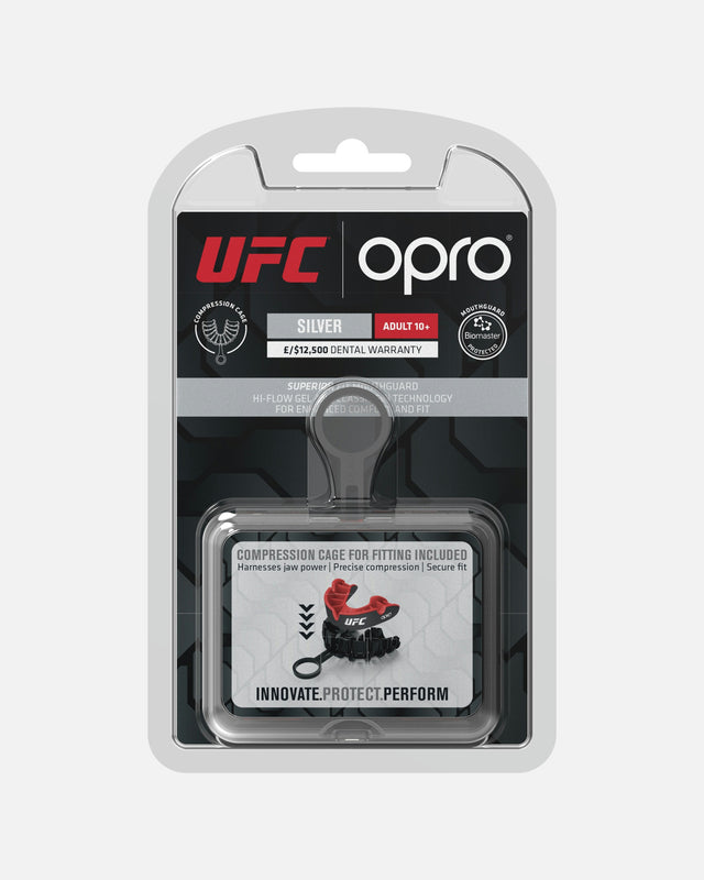 Protector bucal OPRO Silver – Negro/Rojo