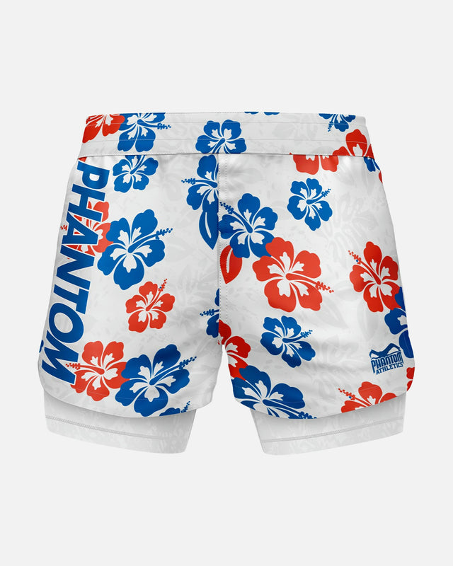 Phantom Athletics MMA-shorts Fusion 2in1 Hawaii – Vit/Blå/Röd