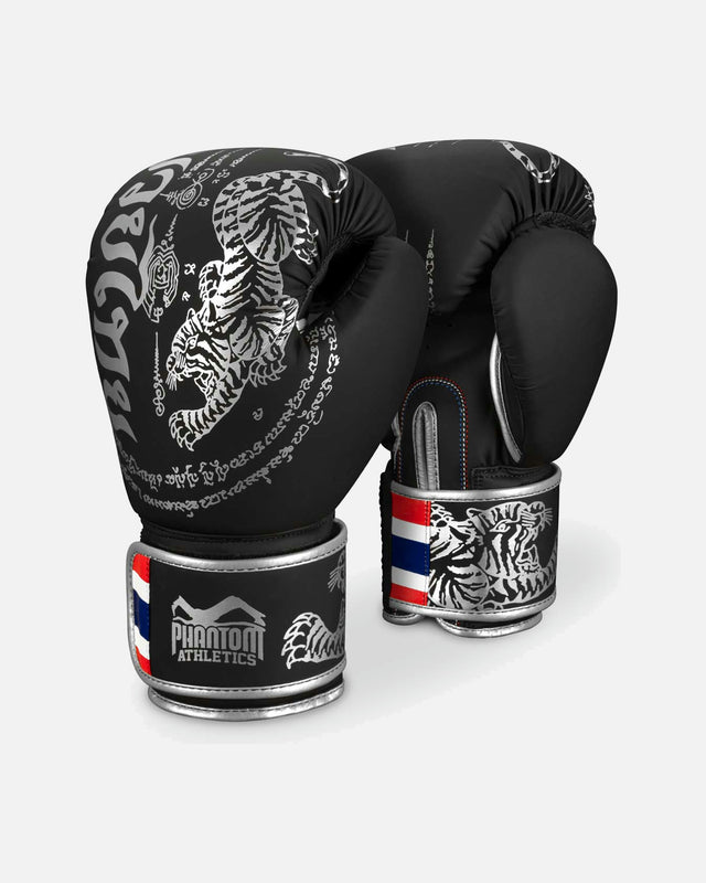 Mănuși de box Phantom Athletics Muay Thai – Negru/Argintiu