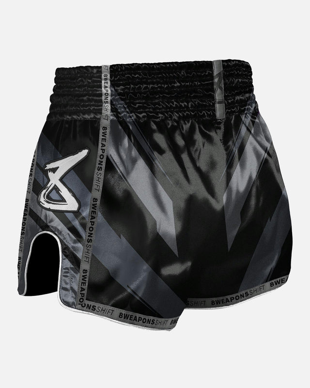 Calções de Muay Thai 8 WEAPONS Shift – Preto Mate
