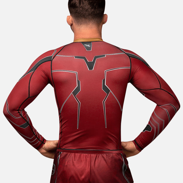 Rashguard Marvel Dlouhé rukávy Iron Man – Červený