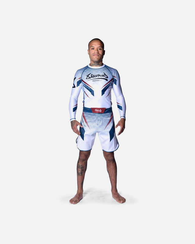 8 WEAPONS Rashguard Shift – Vit/Marinblå/Röd