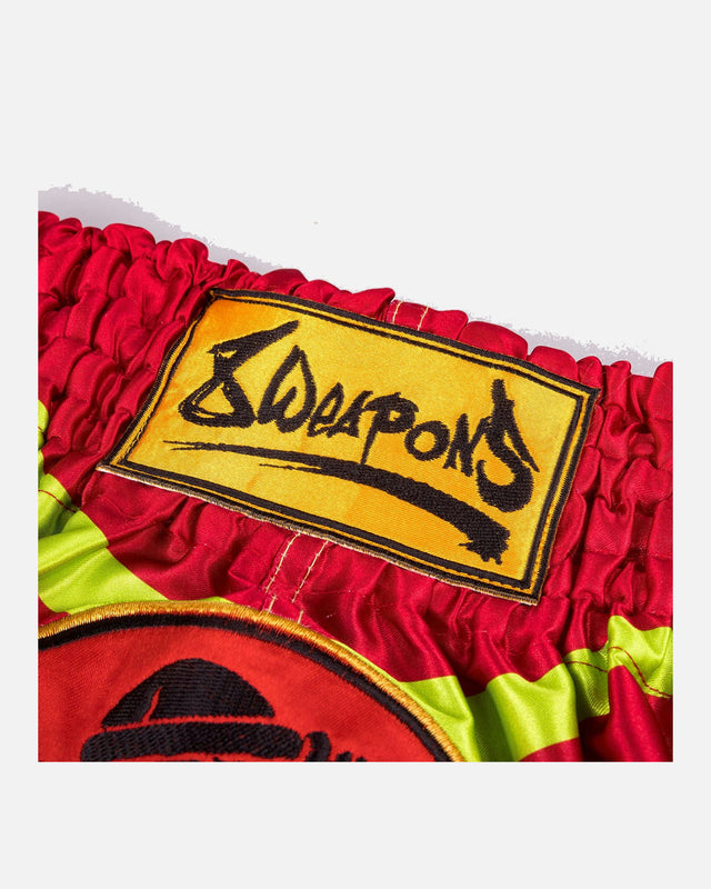 8 WEAPONS Muay Thai-shorts Jurassic – Neon grön/blodröd