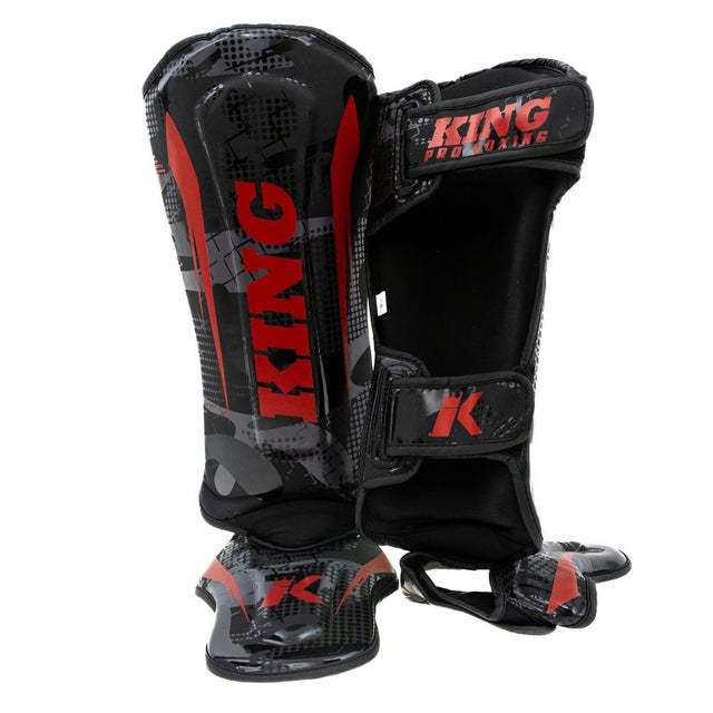 King Pro Boxing Kickboxing Shin Guards Shogun - Black/Red