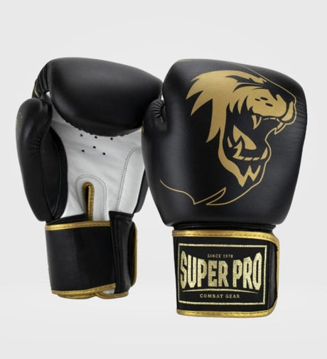 Luvas de boxe Super Pro Warrior – Preto/Ouro/Branco