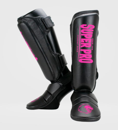 Caneleiras Super Pro Kickboks Protector – Preto/Rosa