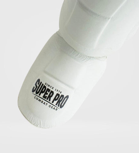 Caneleiras Super Pro Kickboks Thai Pro Pele – Branco – Caneleiras