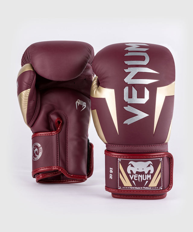 Guantoni da boxe Venum Elite – Borgogna/Oro