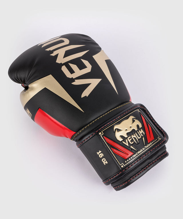 Luvas de boxe Venum Elite – Preto/Ouro/Vermelho
