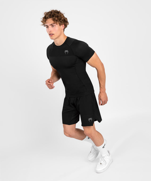 Venum Rashguard G-Fit Air Mâneci Scurte - Negru/Negru - Tricou