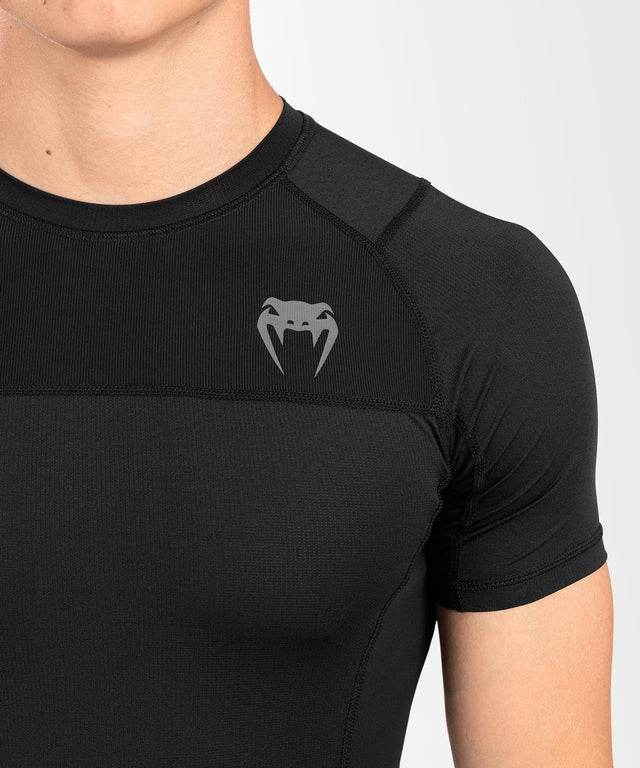 Venum Rashguard G-Fit Air Mâneci Scurte - Negru/Negru - Tricou
