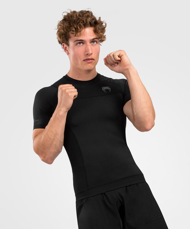 Venum Rashguard G-Fit Air Mâneci Scurte - Negru/Negru - Tricou
